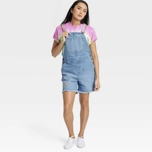 Womens take pride overalls shortalls by blackboybe denim w rainbow straps XL